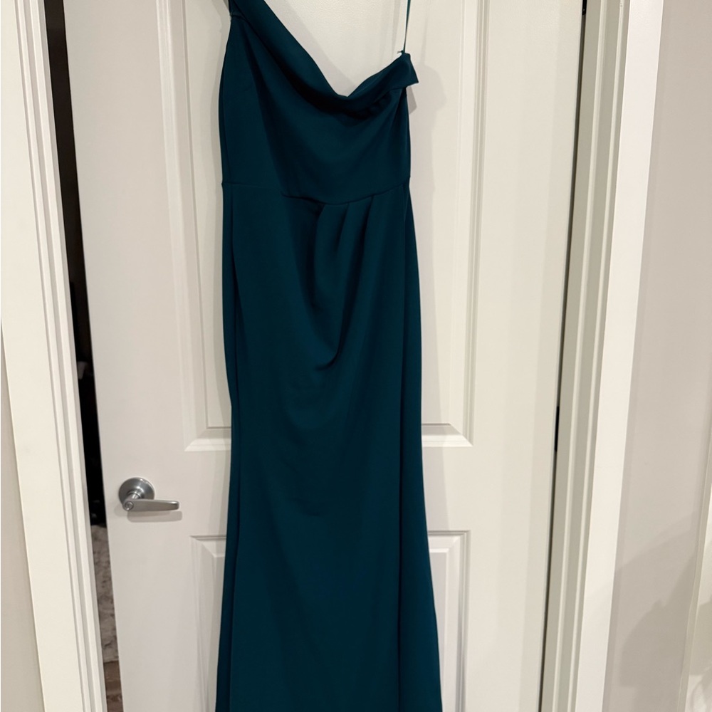 Windsor Teal One Shoulder Dress